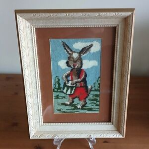 Vintage hand crafted drummer bunny  needle point
